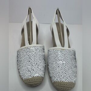 Anne Klein Abril Elegant White Sequin Women's Espadrilles Size 6M